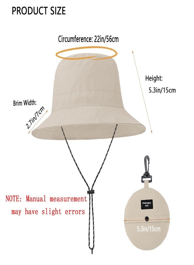 ZMD Waterproof Bucket Hat for Women Men Foldable Outdoor Fishing Rain Hats Quick Dry Packable Sun Hat UV Protection Summer Beach Fishing Hiking, Khaki - Image 2